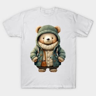 Whimsical Green Christmas Bear T-Shirt